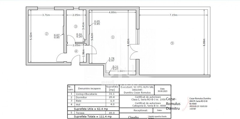 Popesti Leordeni- apartament spatios cu terasa de 50mp